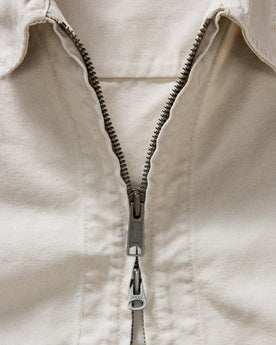 material shot of the collar on The Shifter Jacket in Stone Pigment Canvas, Outerwear by Taylor Stitch