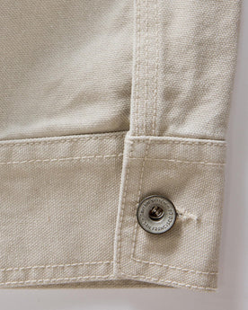 material shot of the cuff on The Shifter Jacket in Stone Pigment Canvas, Outerwear by Taylor Stitch