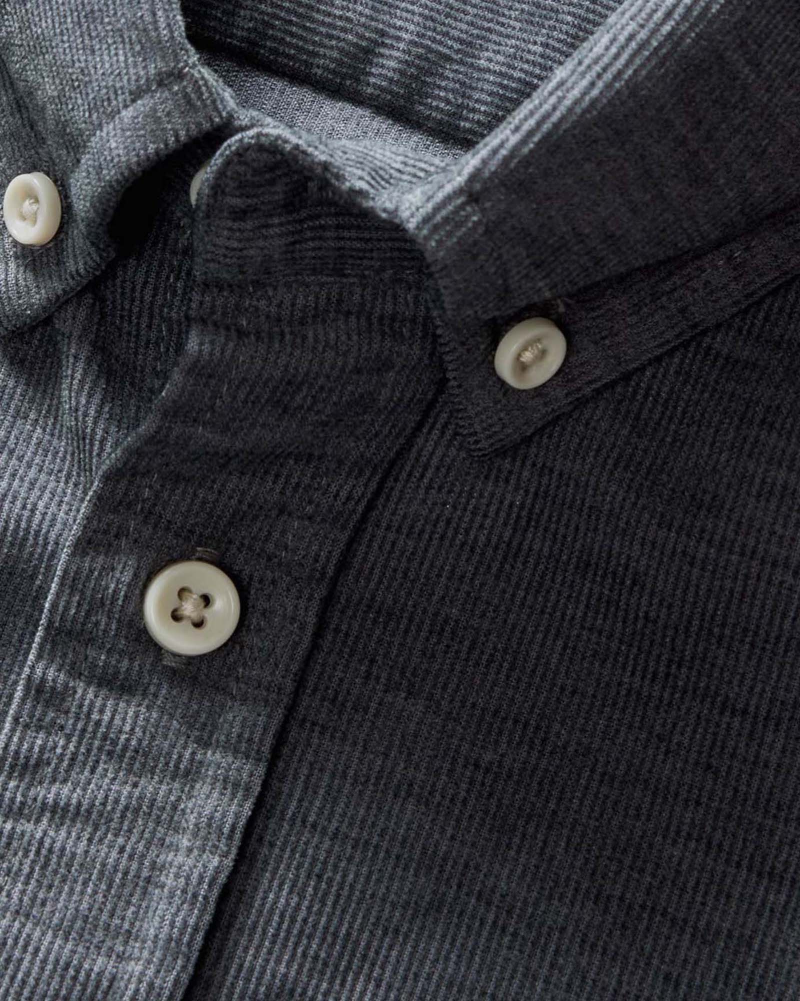 material shot of the collar on The Jack in Heather Slate Pincord, Wovens by Taylor Stitch