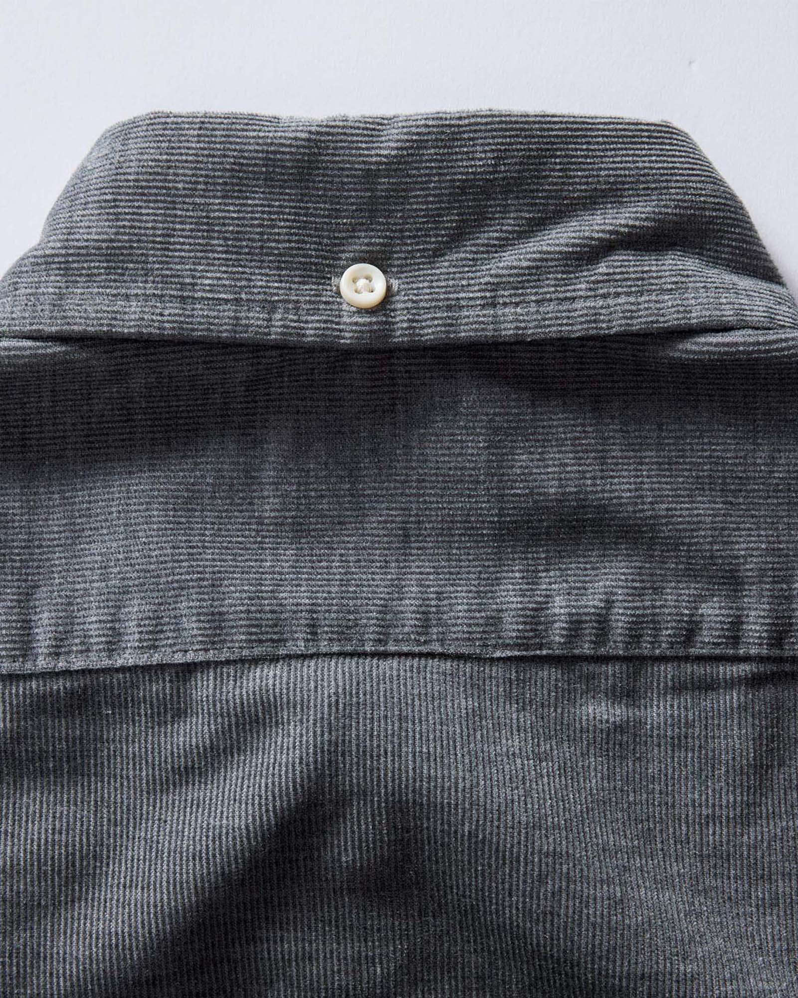material shot of the back collar on The Jack in Heather Slate Pincord, Wovens by Taylor Stitch