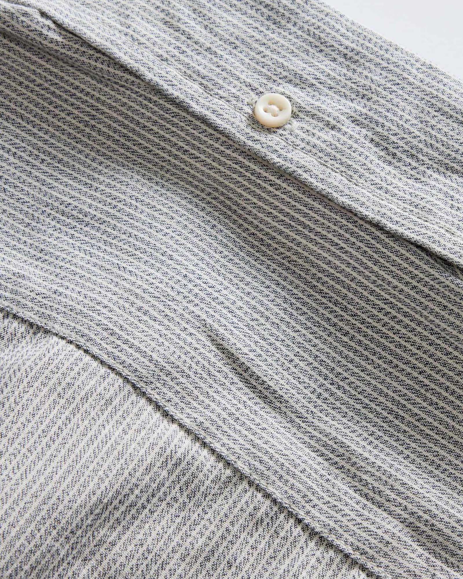 material shot of the back button on The Jack in Parchment Stripe, Wovens by Taylor Stitch