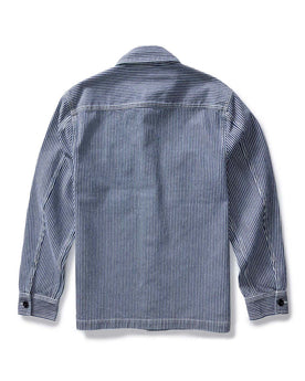 flatlay of the back of The Shop Shirt in Rinsed Indigo Selvedge, Wovens by Taylor Stitch