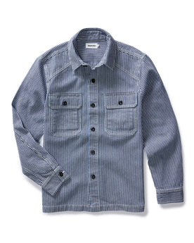flatlay of The Shop Shirt in Rinsed Indigo Selvedge, Wovens by Taylor Stitch