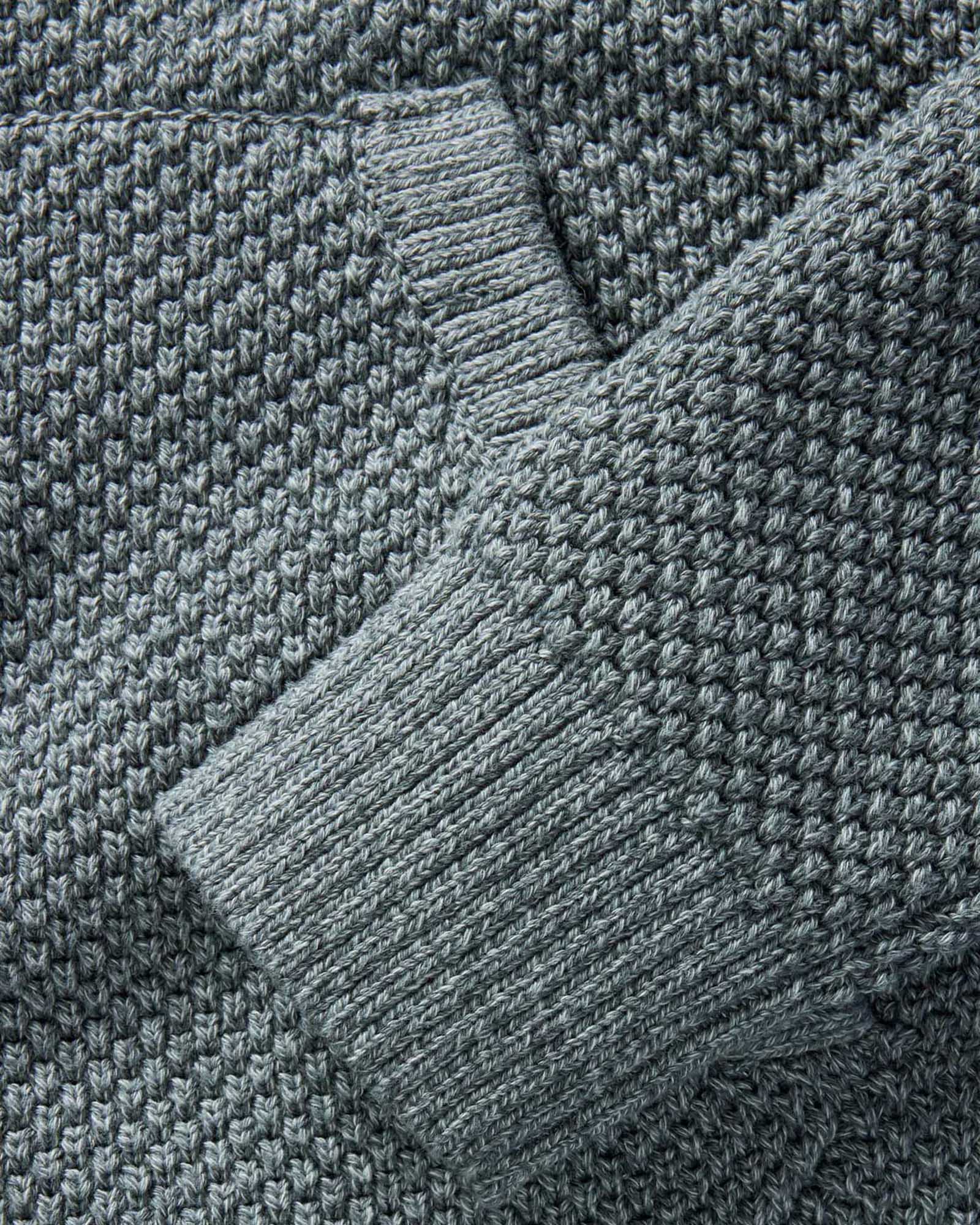 material shot of the cuff on The Crawford Sweater Hoodie in Deep Sea Twist, Knits by Taylor Stitch