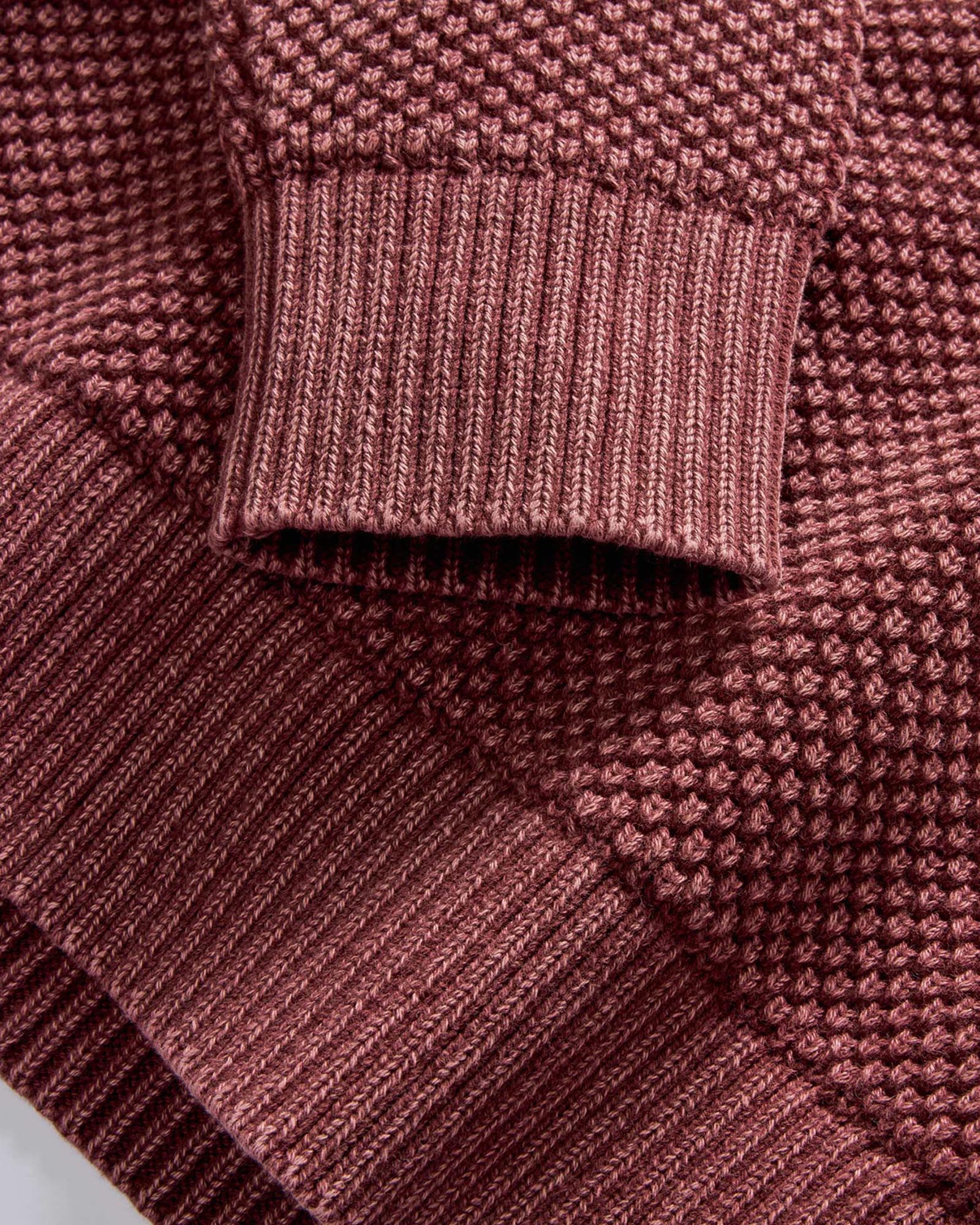 material shot of the sleeve on The Crawford Crew Sweater in Dried Cherry, Knits by Taylor Stitch
