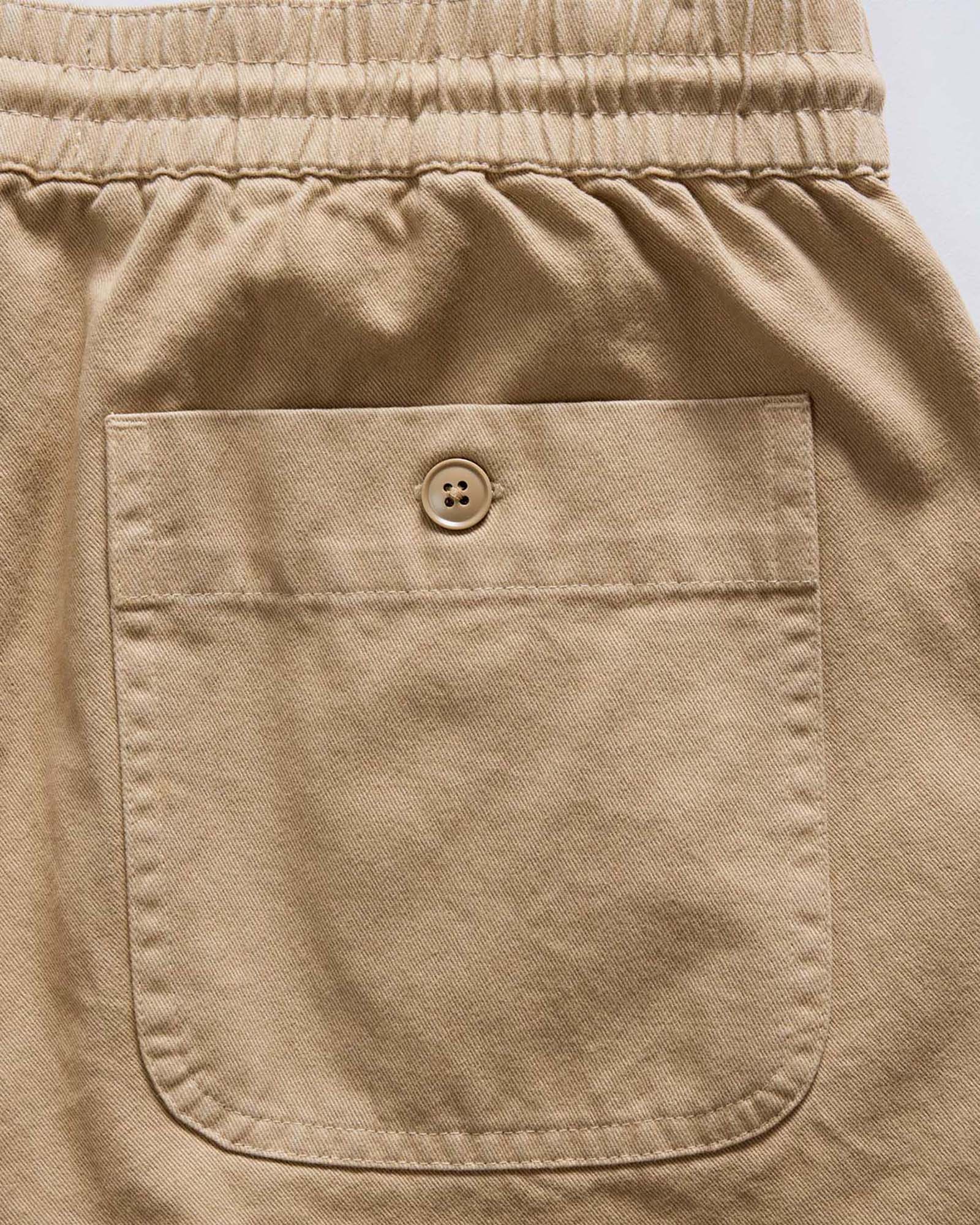material shot of the pocket on The Apres Short in Organic Khaki Foundation Twill, Bottoms by Taylor Stitch