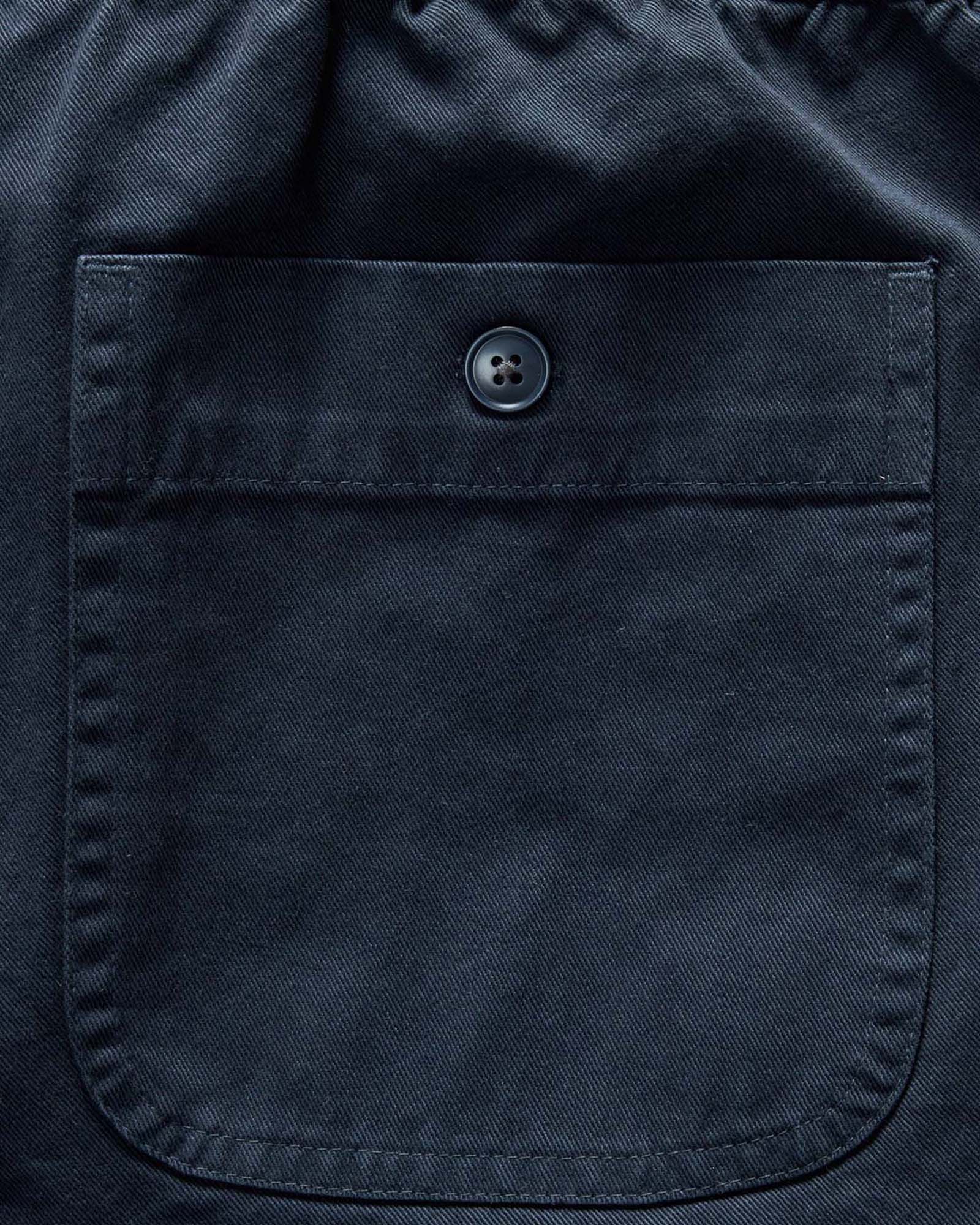 material shot of the pockets on The Apres Short in Organic Dark Navy Foundation Twill, Bottoms by Taylor Stitch