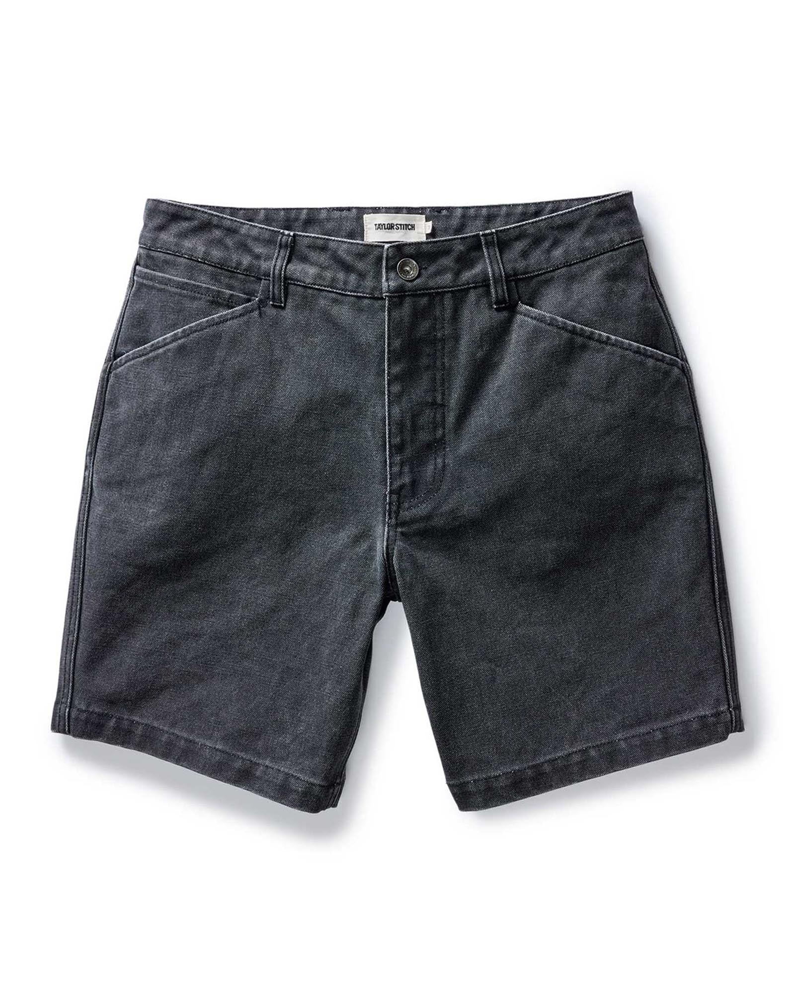 flatlay of The Camp Short in Coal Chipped Canvas, Bottoms by Taylor Stitch