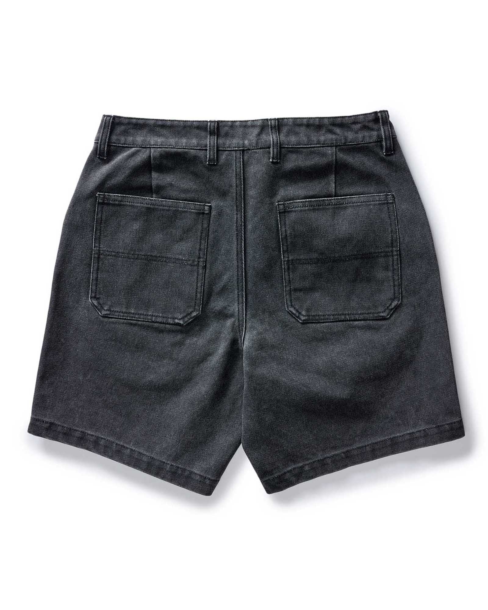 flatlay of the back of The Camp Short in Coal Chipped Canvas, Bottoms by Taylor Stitch