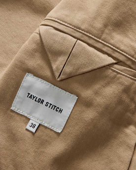 material shot of the inside pocket on The Foundation Sportcoat in Organic Khaki Twill, Outerwear by Taylor Stitch