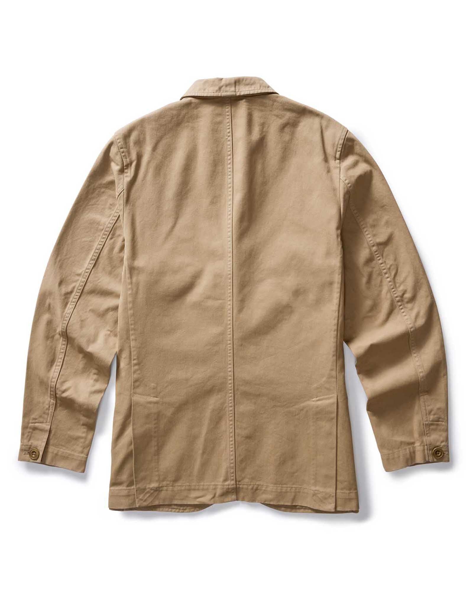 flatlay of the back of The Foundation Sportcoat in Organic Khaki Twill, Outerwear by Taylor Stitch