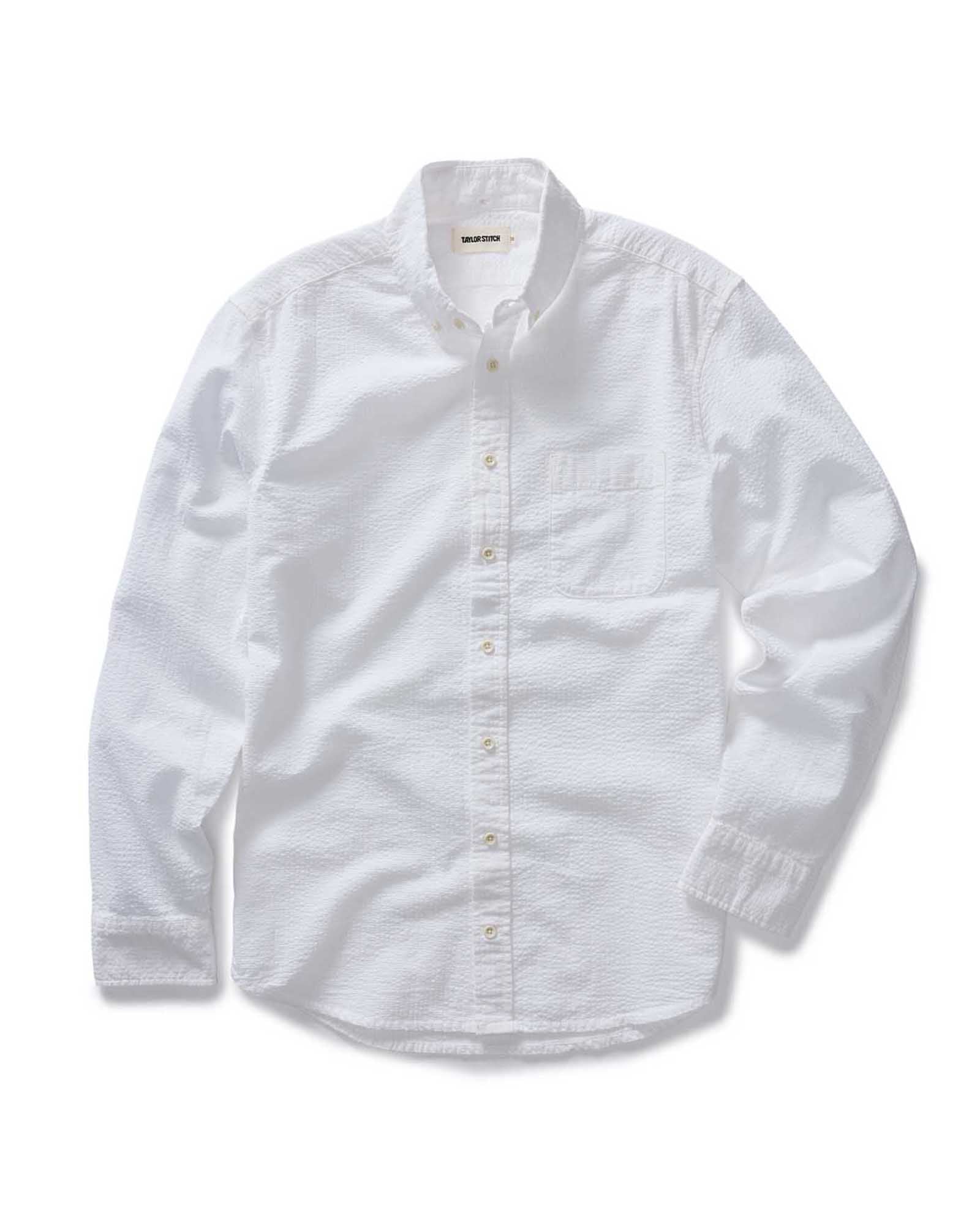 flatlay of The Jack in White Seersucker, Wovens by Taylor Stitch