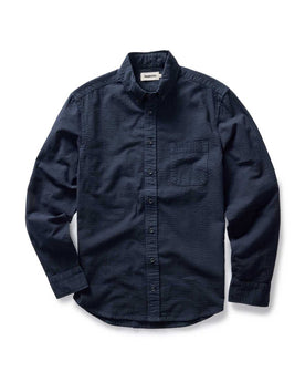 flatlay of The Jack in Dark Navy Seersucker, Wovens by Taylor Stitch