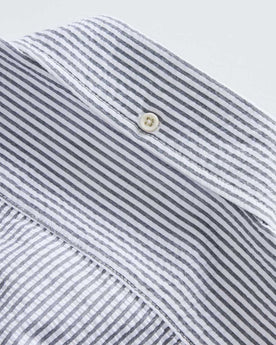material shot of the back collar on The Jack in Navy Stripe Seersucker, Wovens by Taylor Stitch
