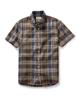 flatlay of The Short Sleeve Jack in Atlantic Blue Plaid, Wovens by Taylor Stitch