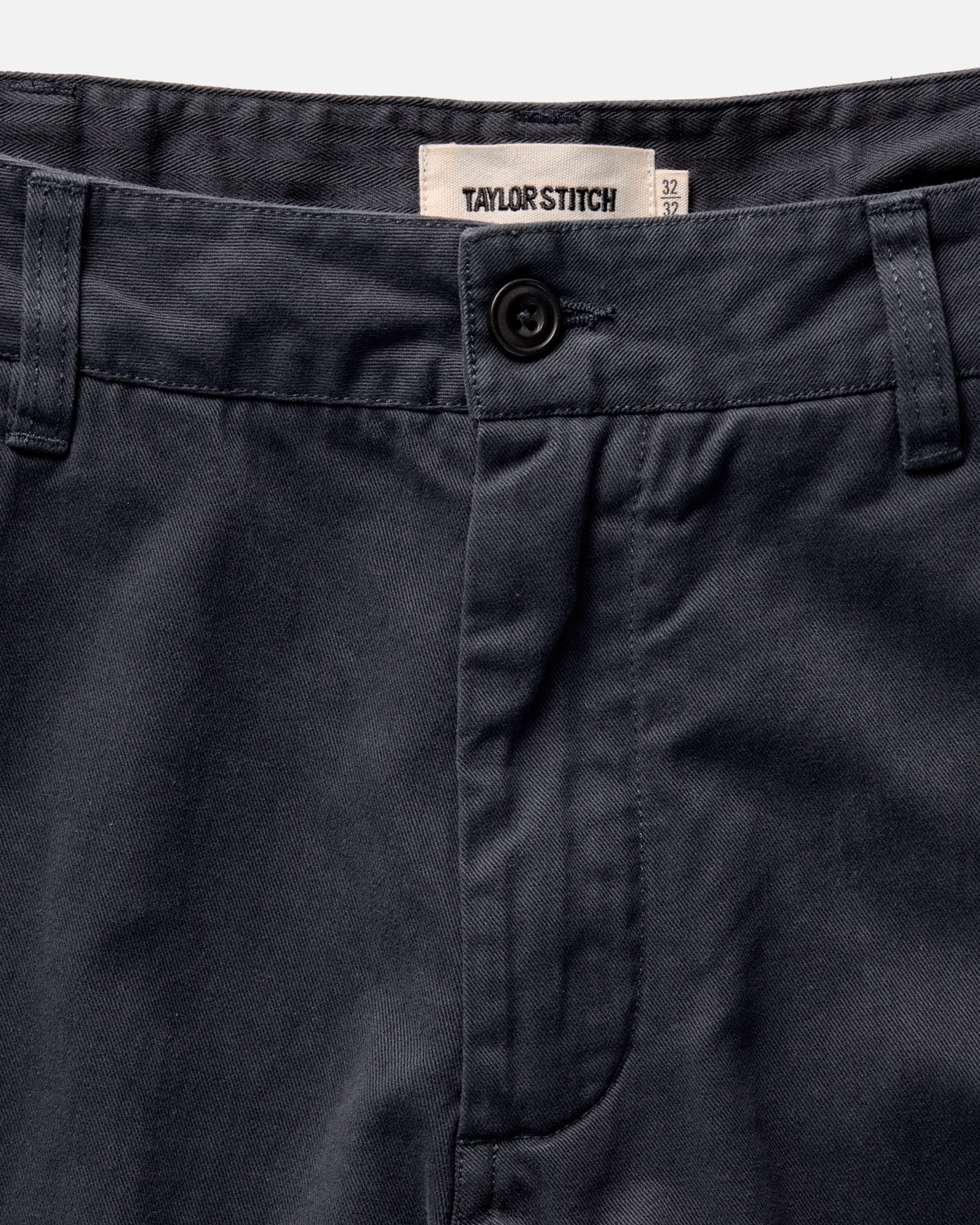 material shot of the waistband on The Democratic Foundation Pant in Organic Navy, Bottoms by Taylor Stitch