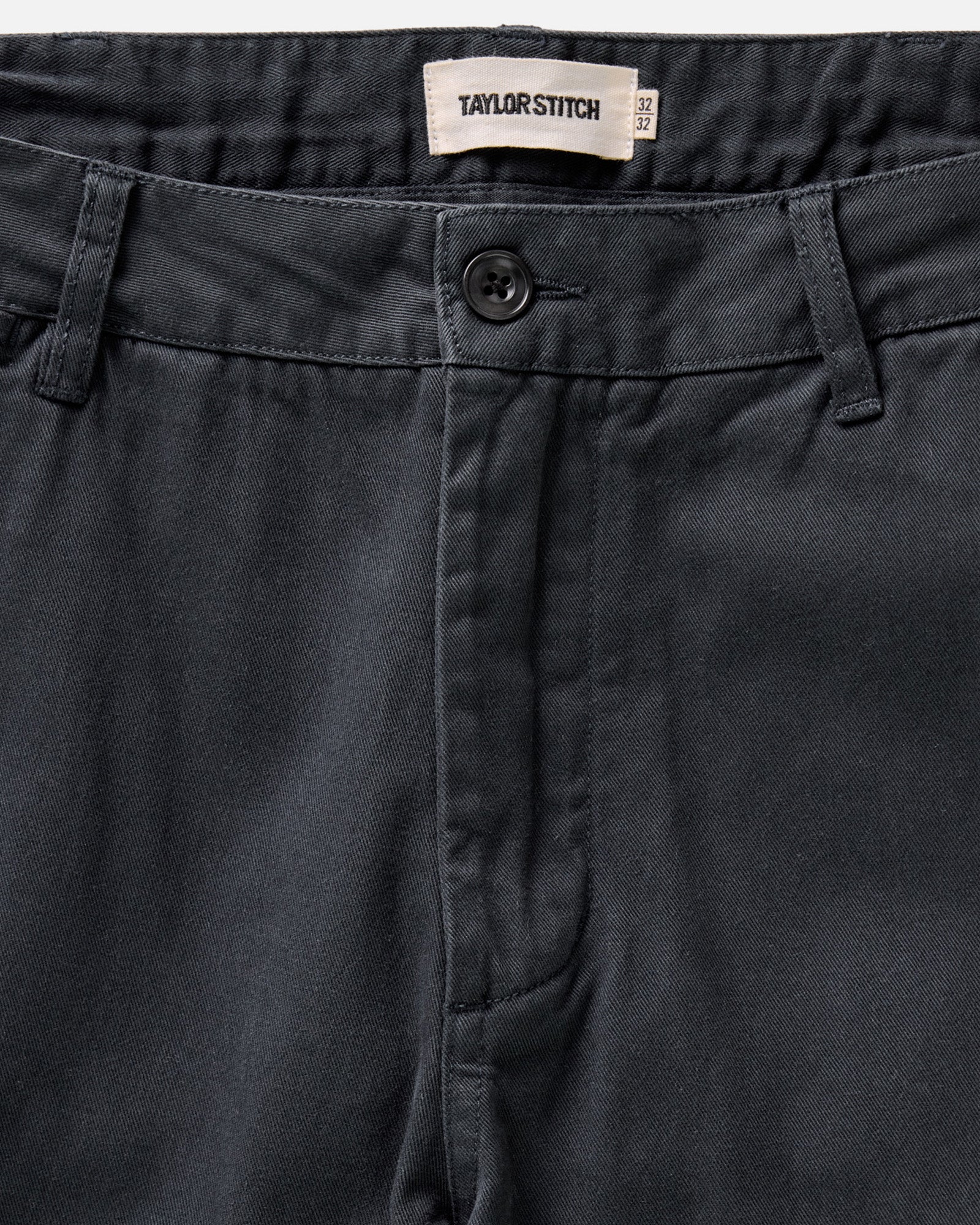 material shot of the waistband on The Slim Foundation Pant in Organic Navy, Bottoms by Taylor Stitch