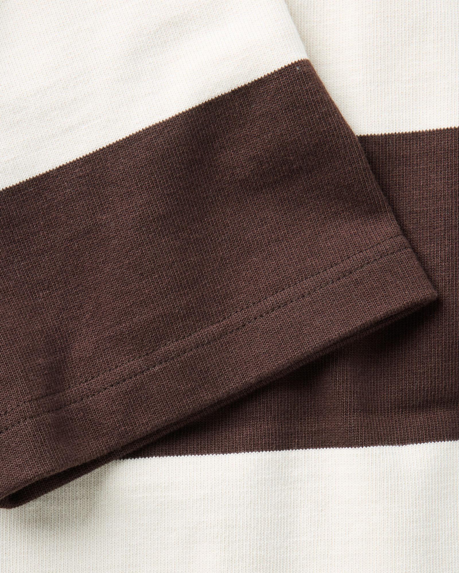 material shot of the sleeve on The Short Sleeve Rugby Shirt in Port Stripe, Knits by Taylor Stitch