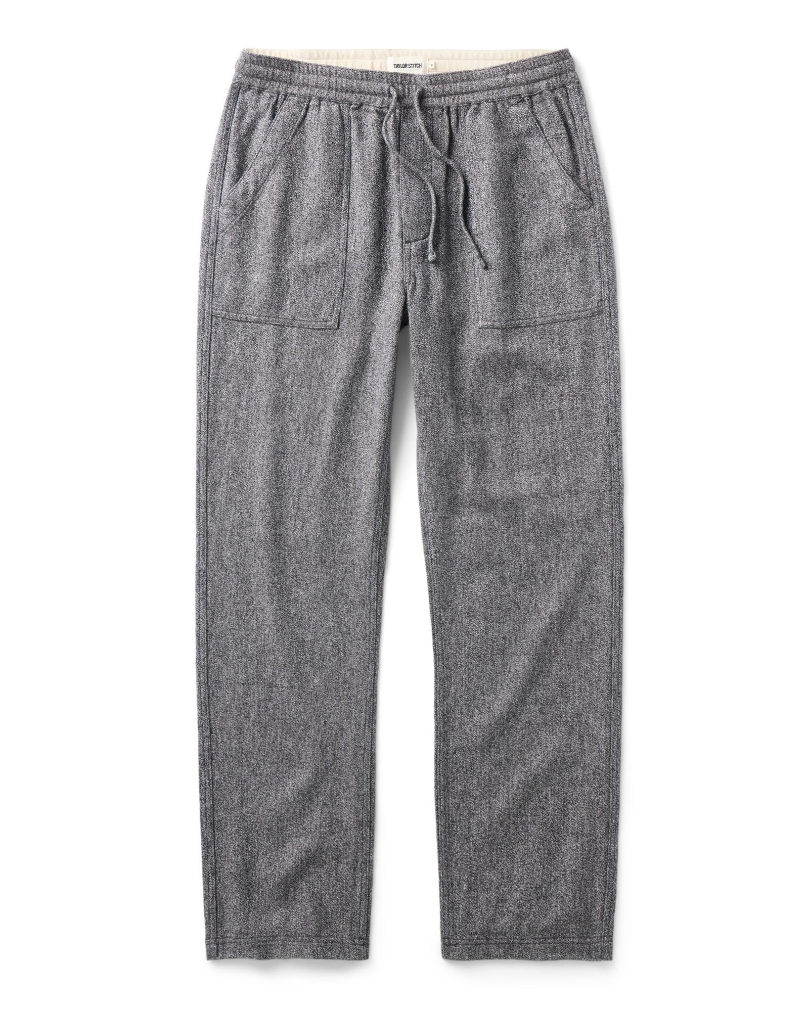 flatlay of The Breakwater Pant in Grey Marl Hemp, Bottoms by Taylor Stitch