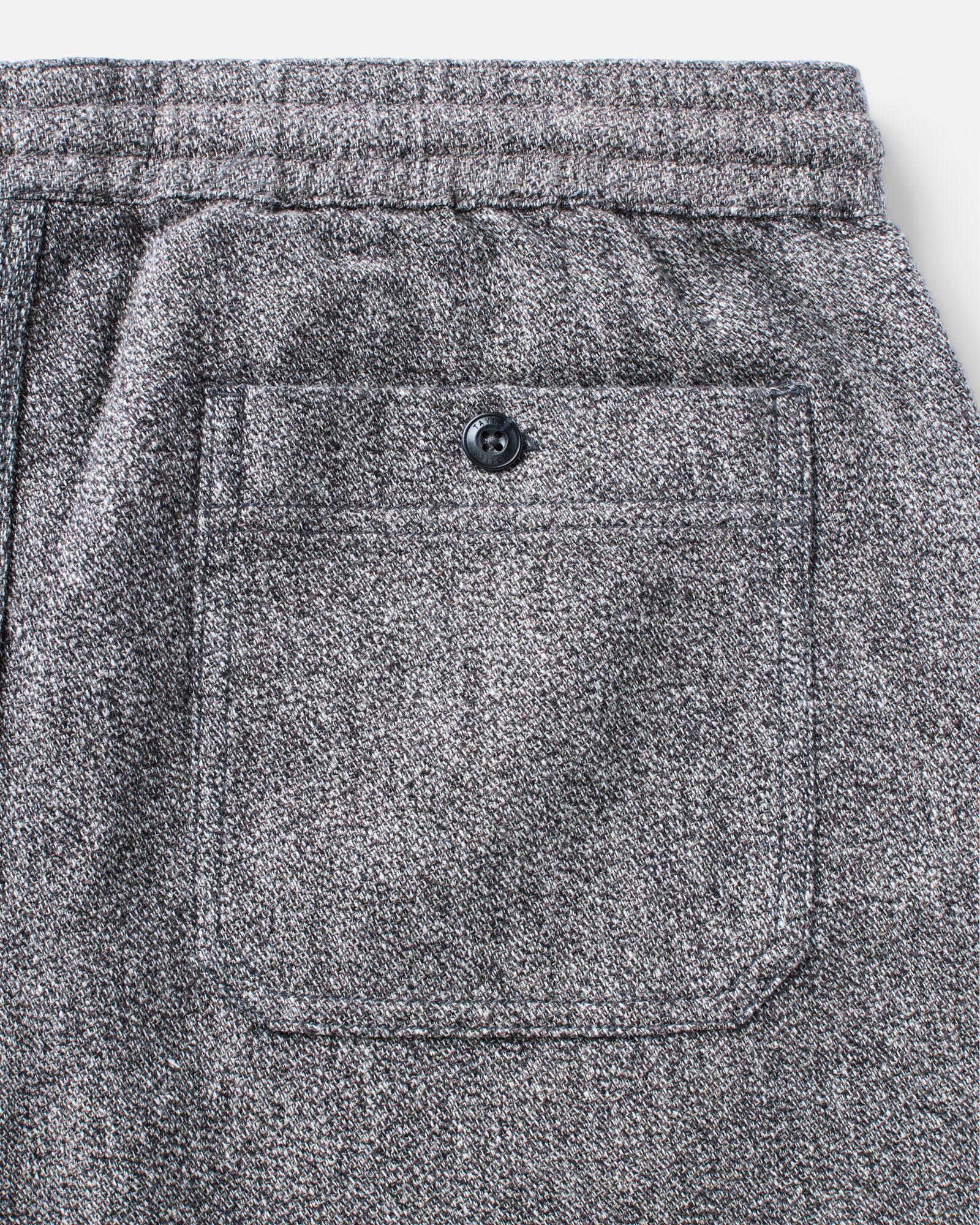 material shot of the back pocket on The Breakwater Pant in Grey Marl Hemp, Bottoms by Taylor Stitch