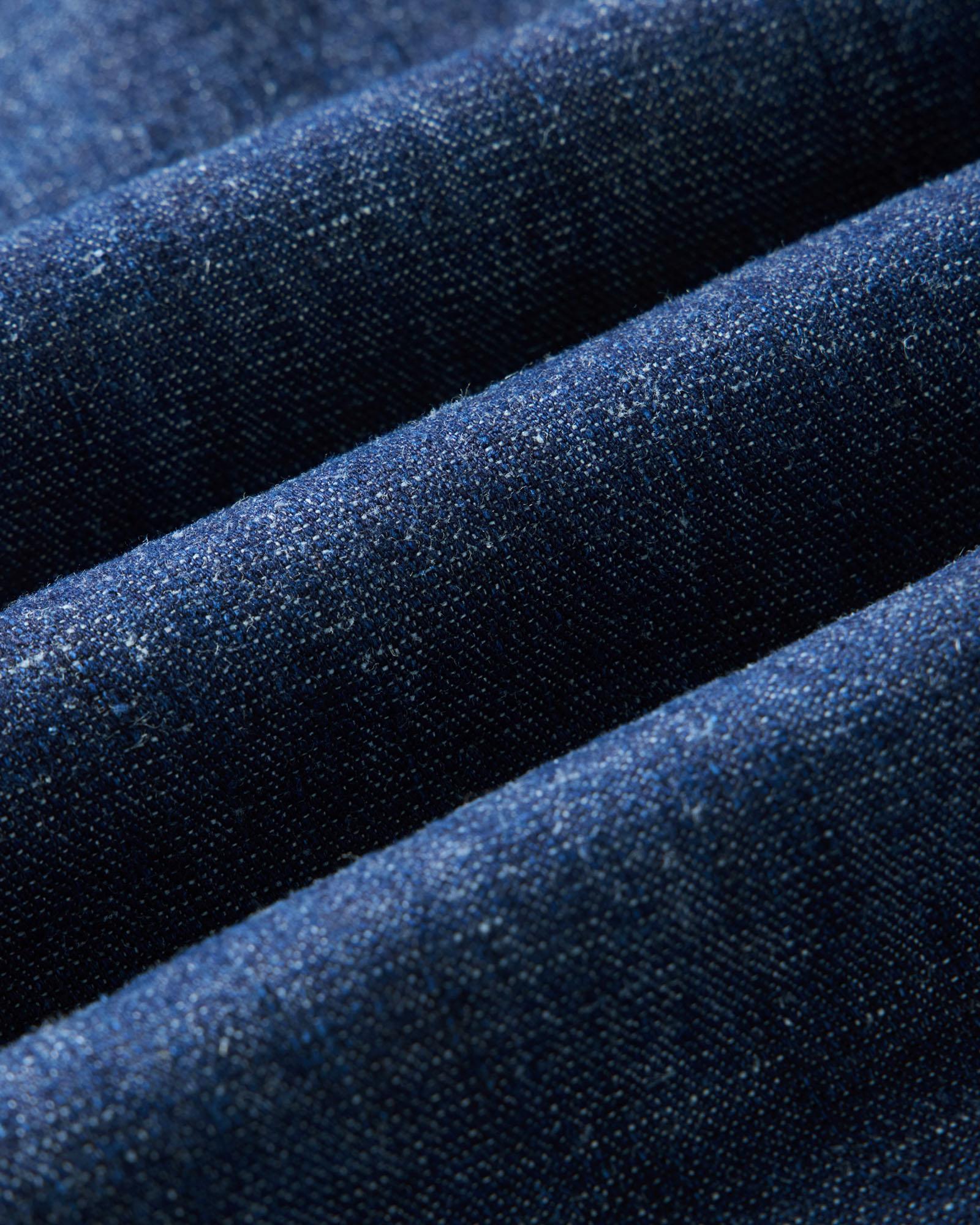 material shot of the fabric on The Breakwater Pant in Rinsed Indigo Hemp Denim, Bottoms by Taylor Stitch