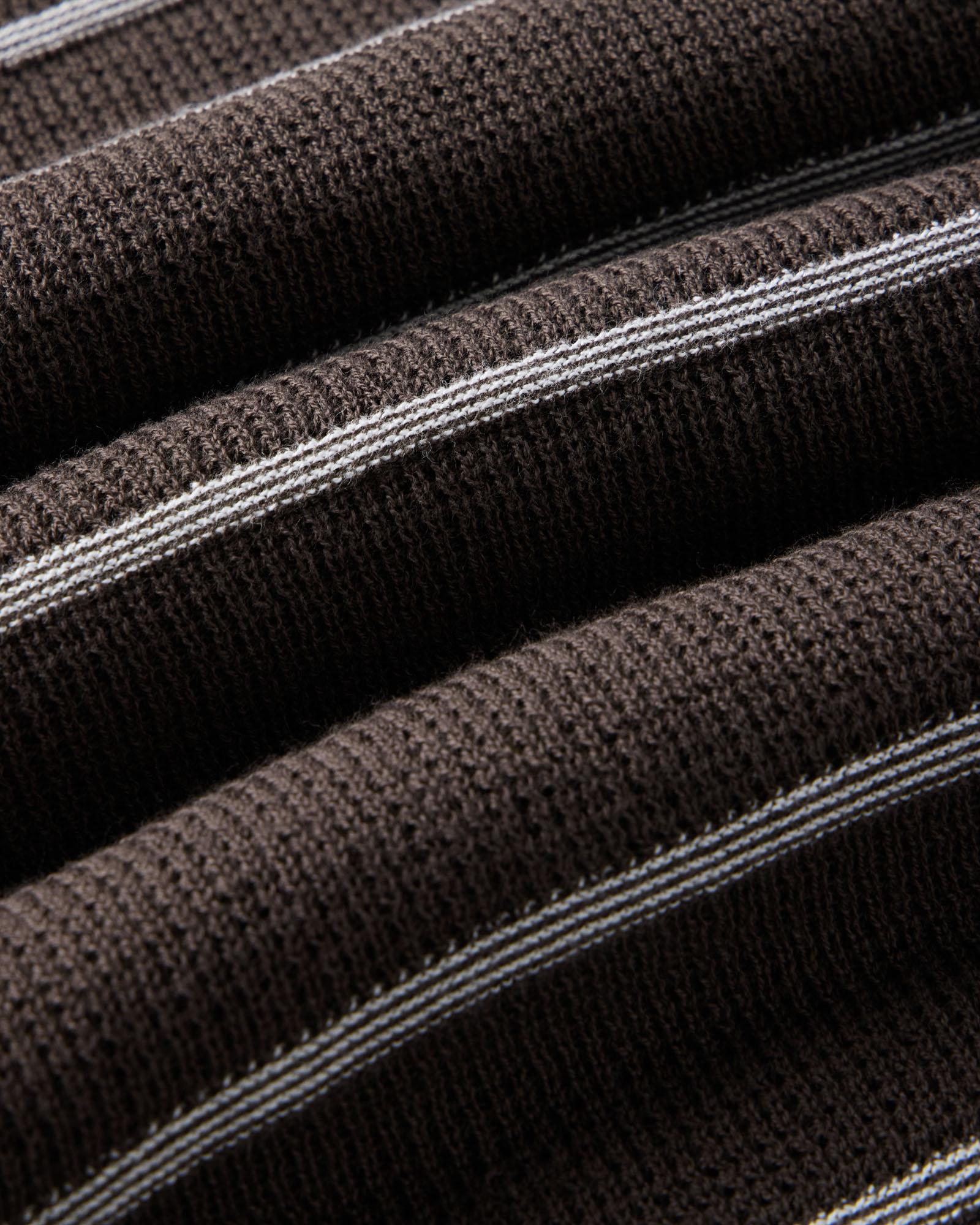 material shot of the fabric on The Brody Sweater Tee in Espresso Stripe, Knits by Taylor Stitch