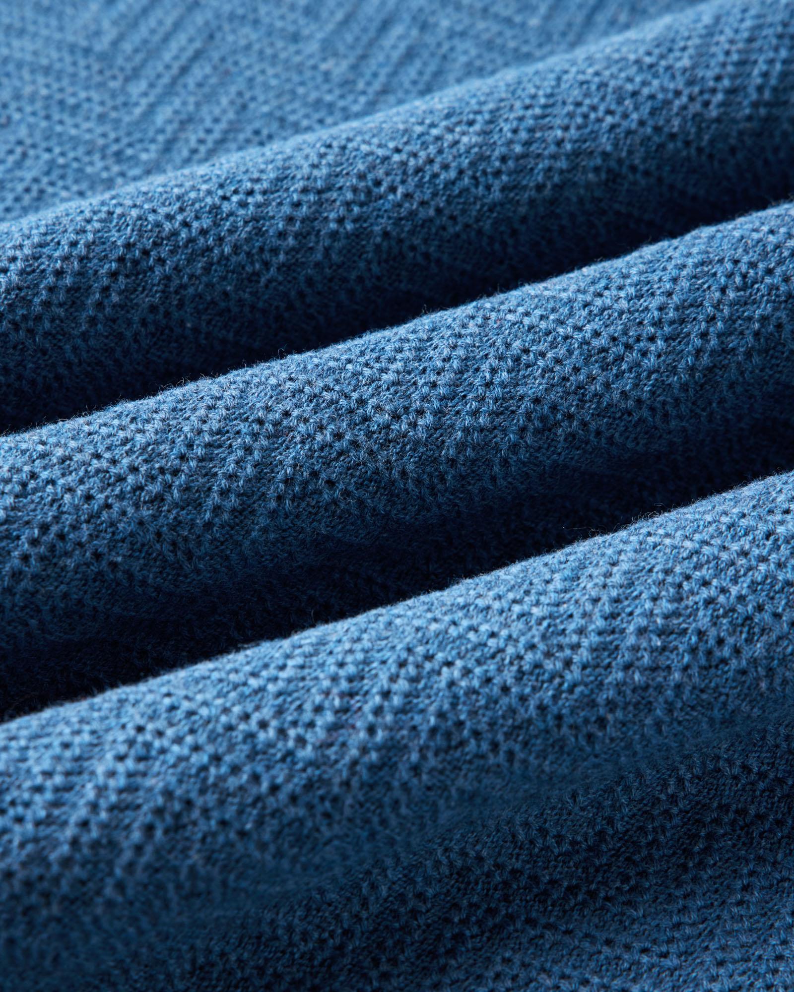 material shot of the fabric on The Button Down Polo in Gulf Stream Herringbone, Knits by Taylor Stitch