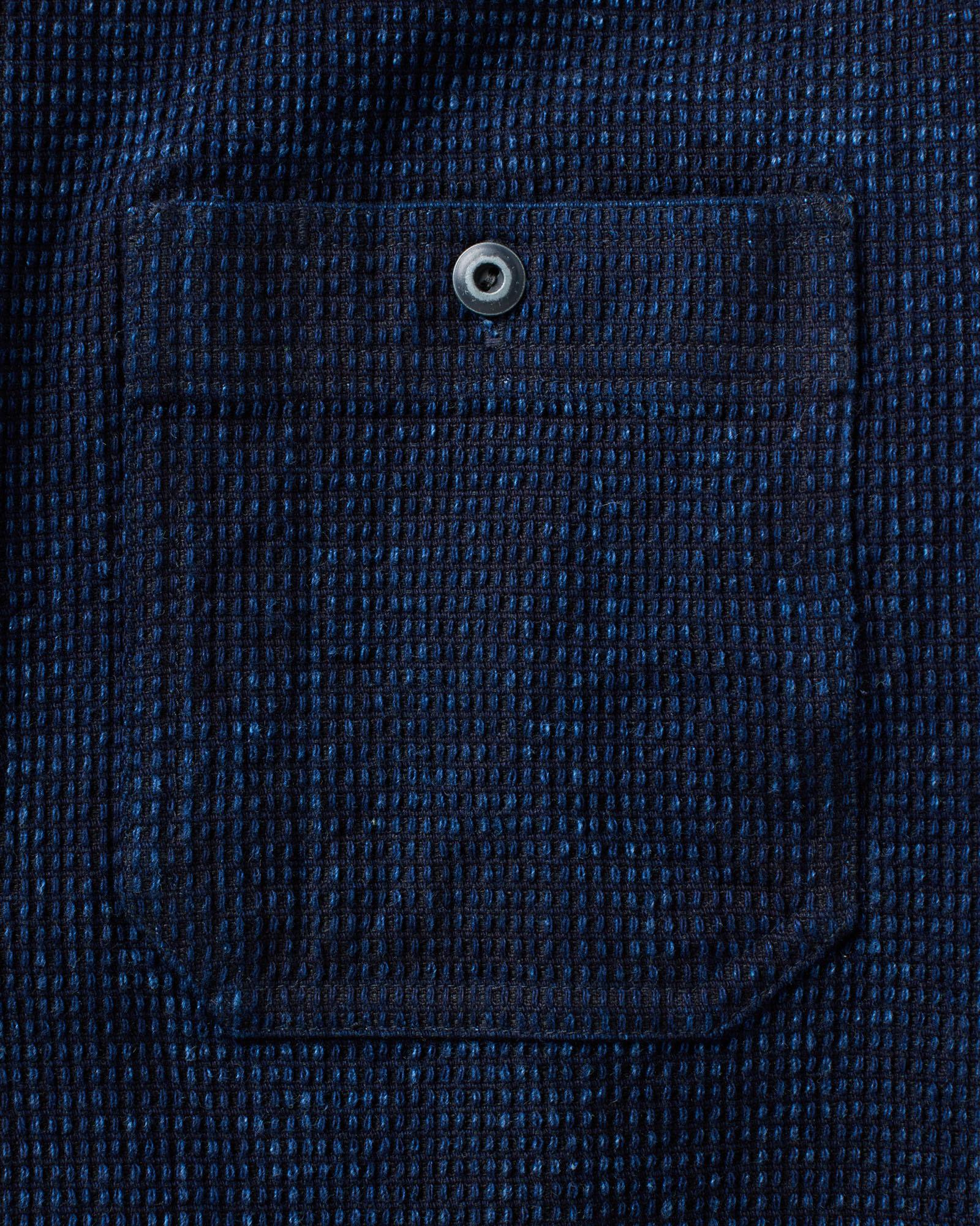 material shot of the pocket on The Canal Popover in Rinsed Indigo, Knits by Taylor Stitch