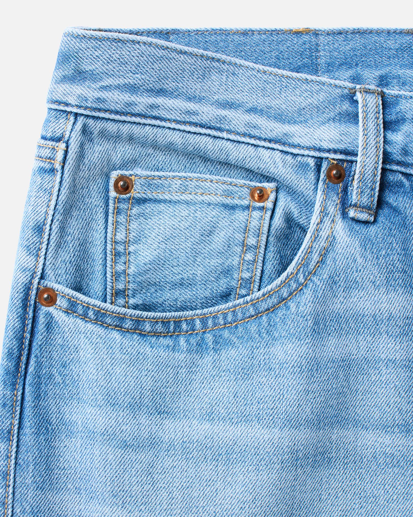 material shot of the pocket on The Democratic Jean in Light Wash Hemp Denim, Bottoms by Taylor Stitch