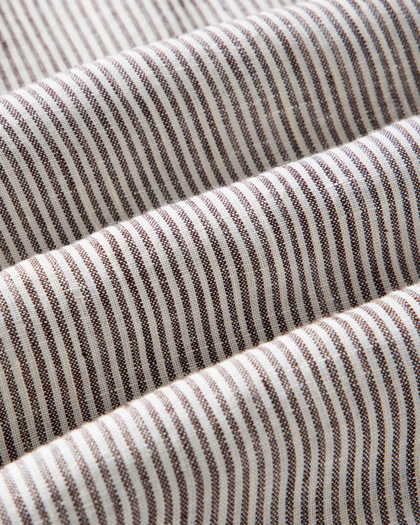 material shot of the fabric on The Jack in Burgundy University Stripe Linen, Wovens by Taylor Stitch