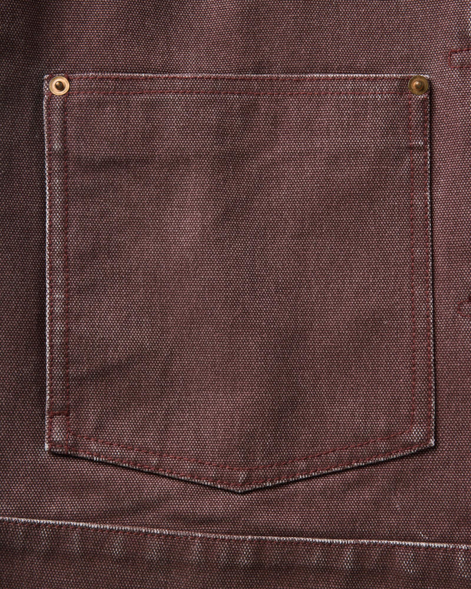 material shot of the pocket on The Ryder Jacket in Burgundy Chipped Canvas, Outerwear by Taylor Stitch
