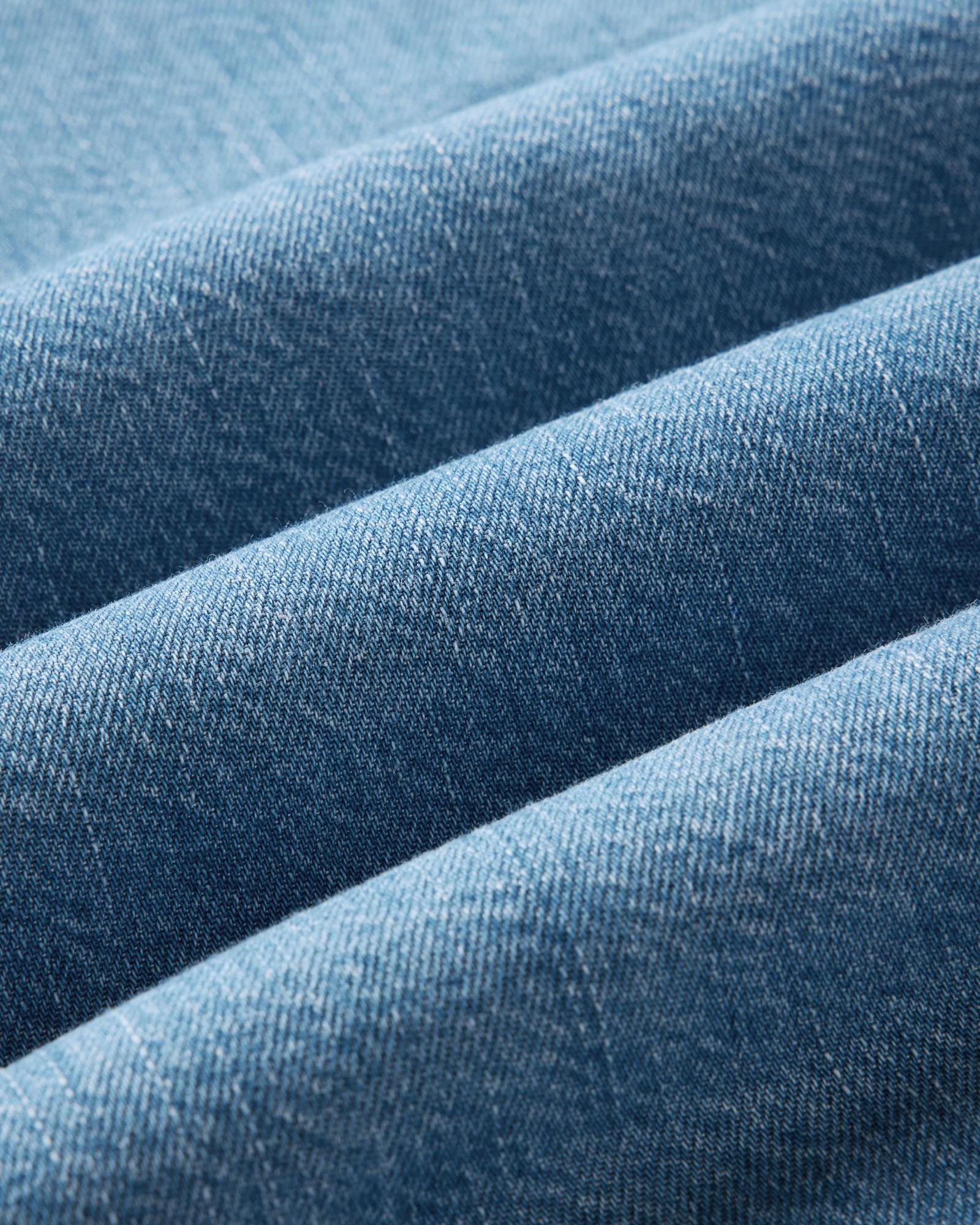 material shot of the fabric on The Shore Shirt in Washed Indigo Twill, Wovens by Taylor Stitch