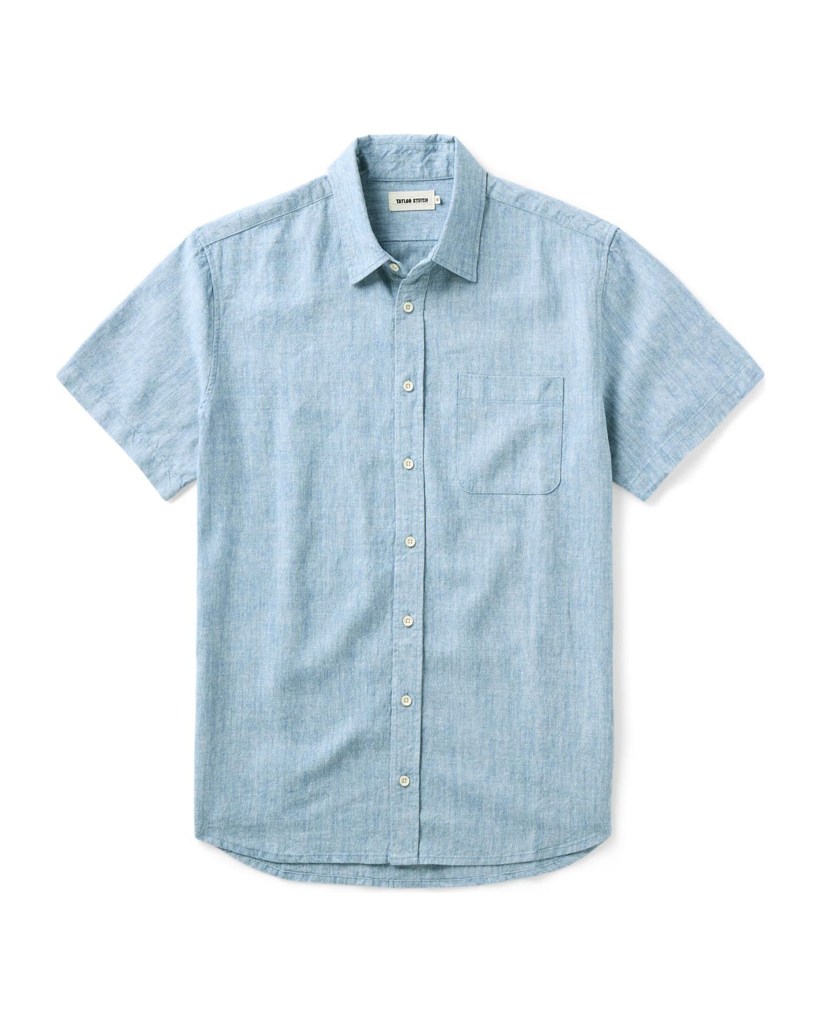 flatlay of The Short Sleeve California in Sky Hemp, Wovens by Taylor Stitch