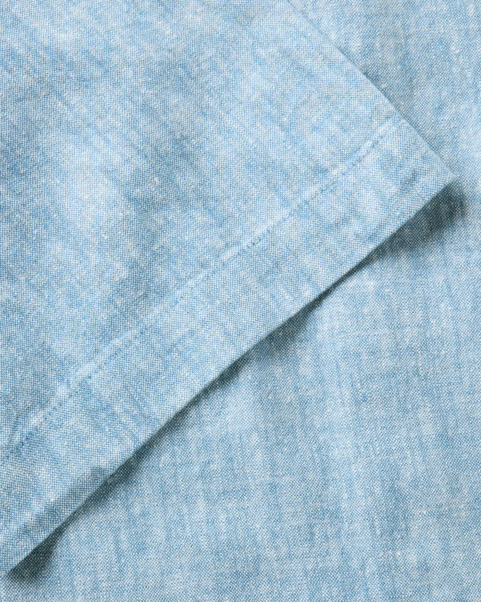 material shot of the sleeve on The Short Sleeve California in Sky Hemp, Wovens by Taylor Stitch