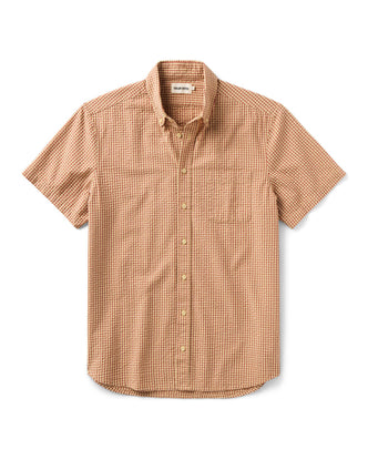 flatlay of The Short Sleeve Jack in Brick Check Seersucker