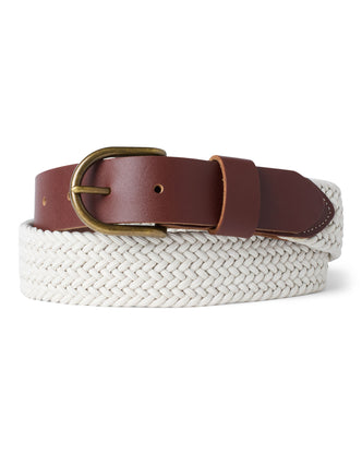 editorial image of The Stretch Braided Belt in Natural curled up