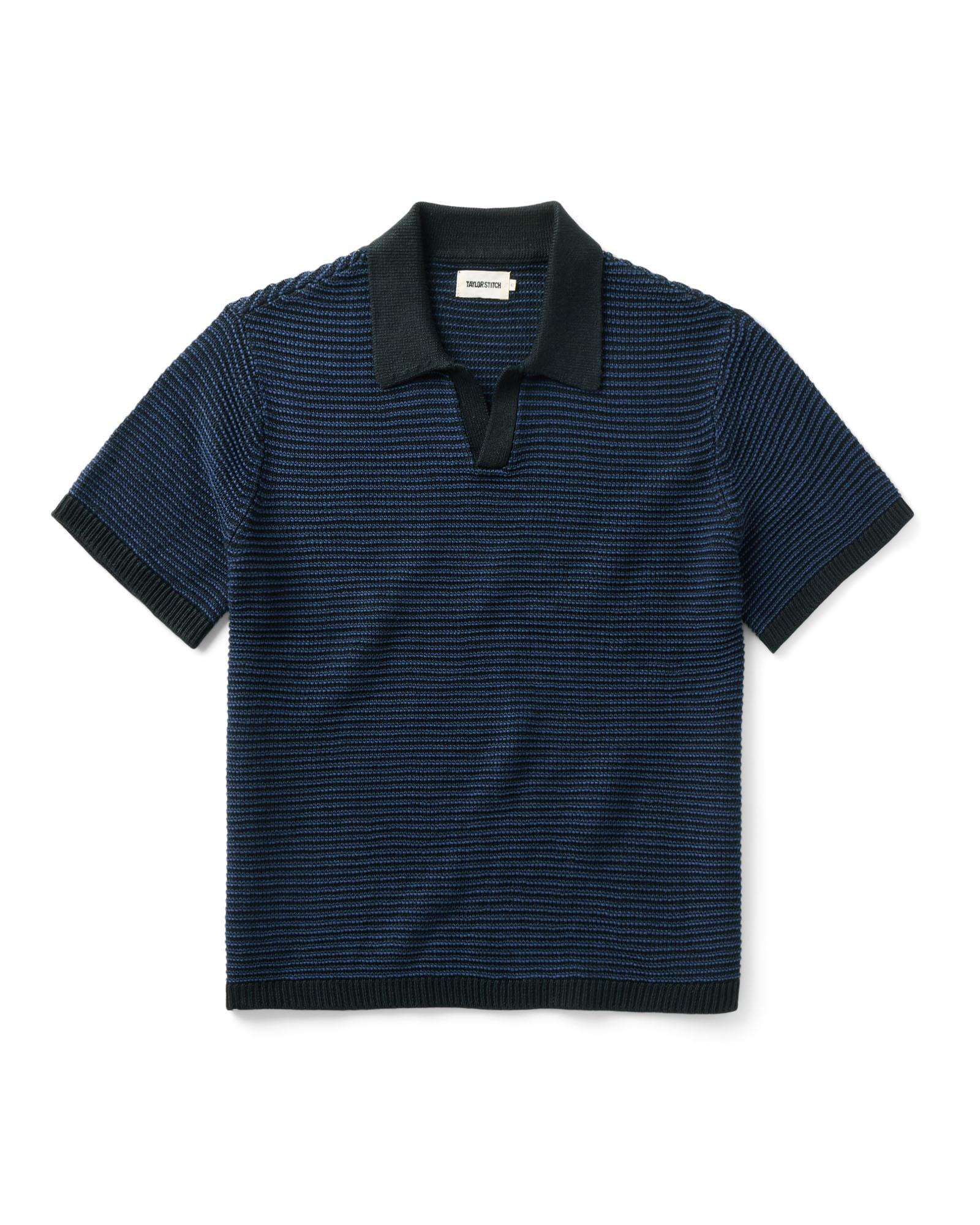 The Valencia Sweater Polo in Coal Stripe: Featured Image, Knits by Taylor Stitch