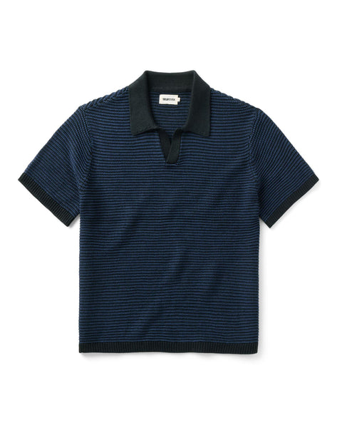 CLESSTE SLUB PILE KNIT POLO ニットポロ The Valencia Sweater Polo in Coal Stripe | Taylor Stitch