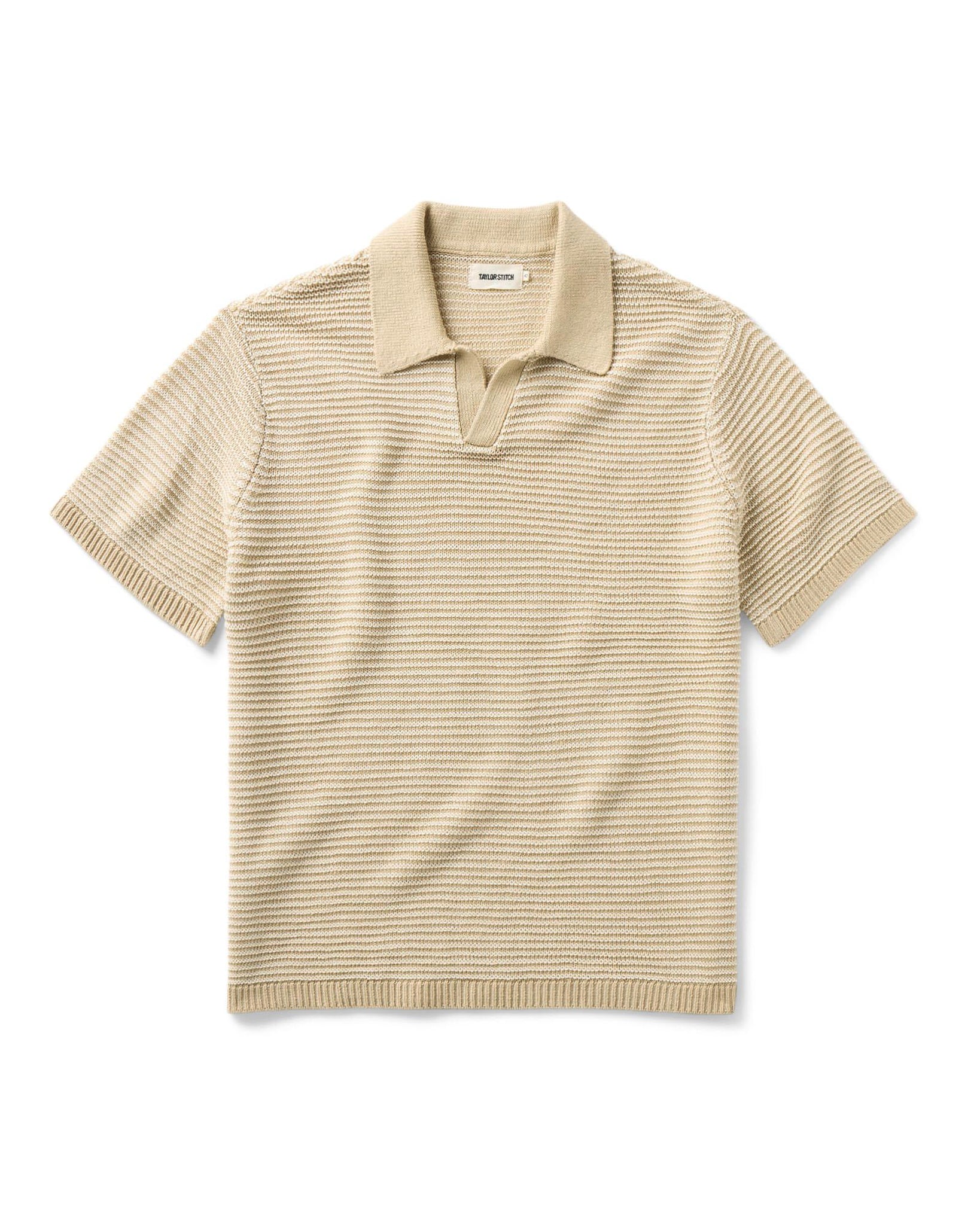 The Valencia Sweater Polo in Heather Cilantro Rib | Taylor Stitch