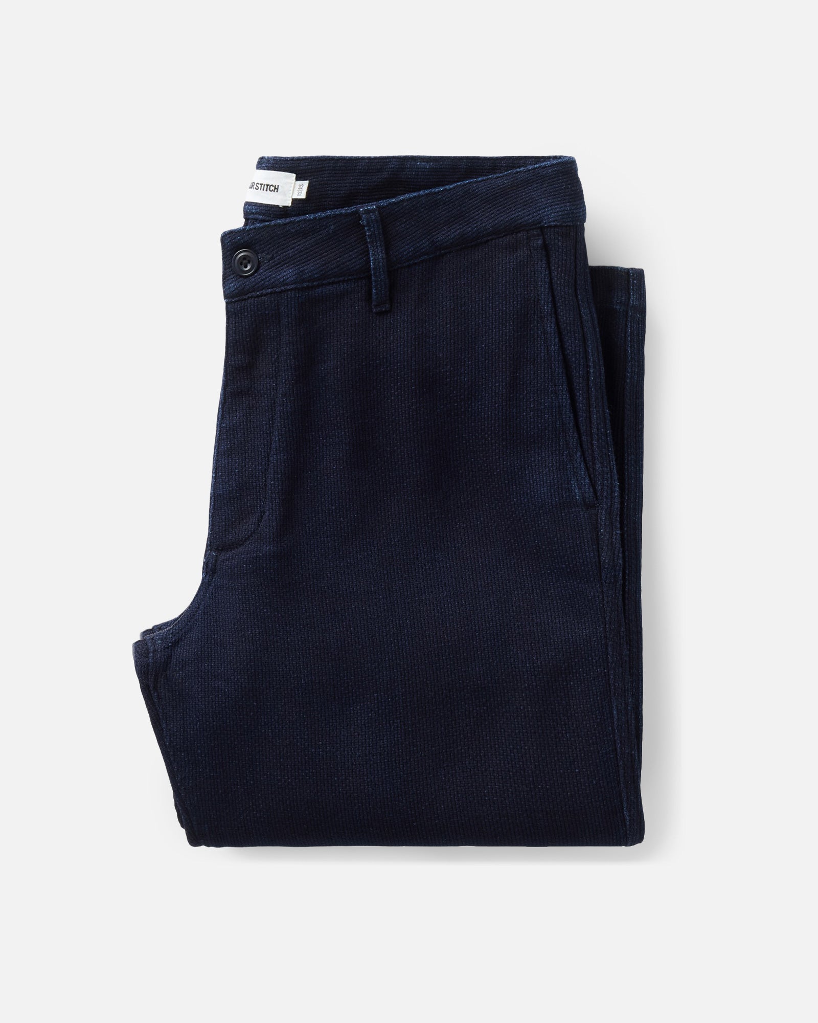 The Camden Pant in Rinsed Indigo Sashiko: Featured Image, Bottoms by Taylor Stitch