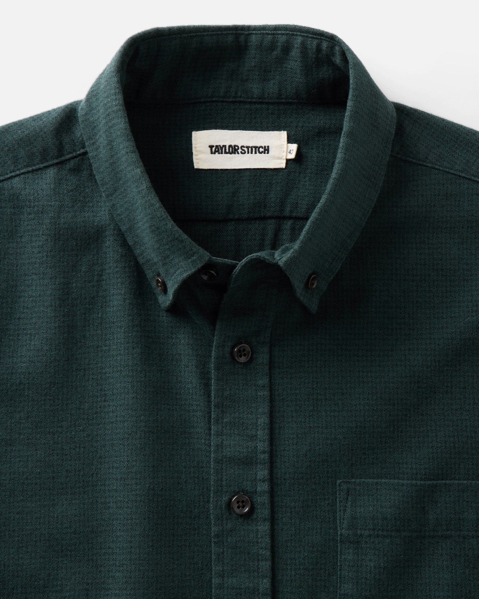 material shot of the collar on The Jack in Spruce Houndstooth, Wovens by Taylor Stitch