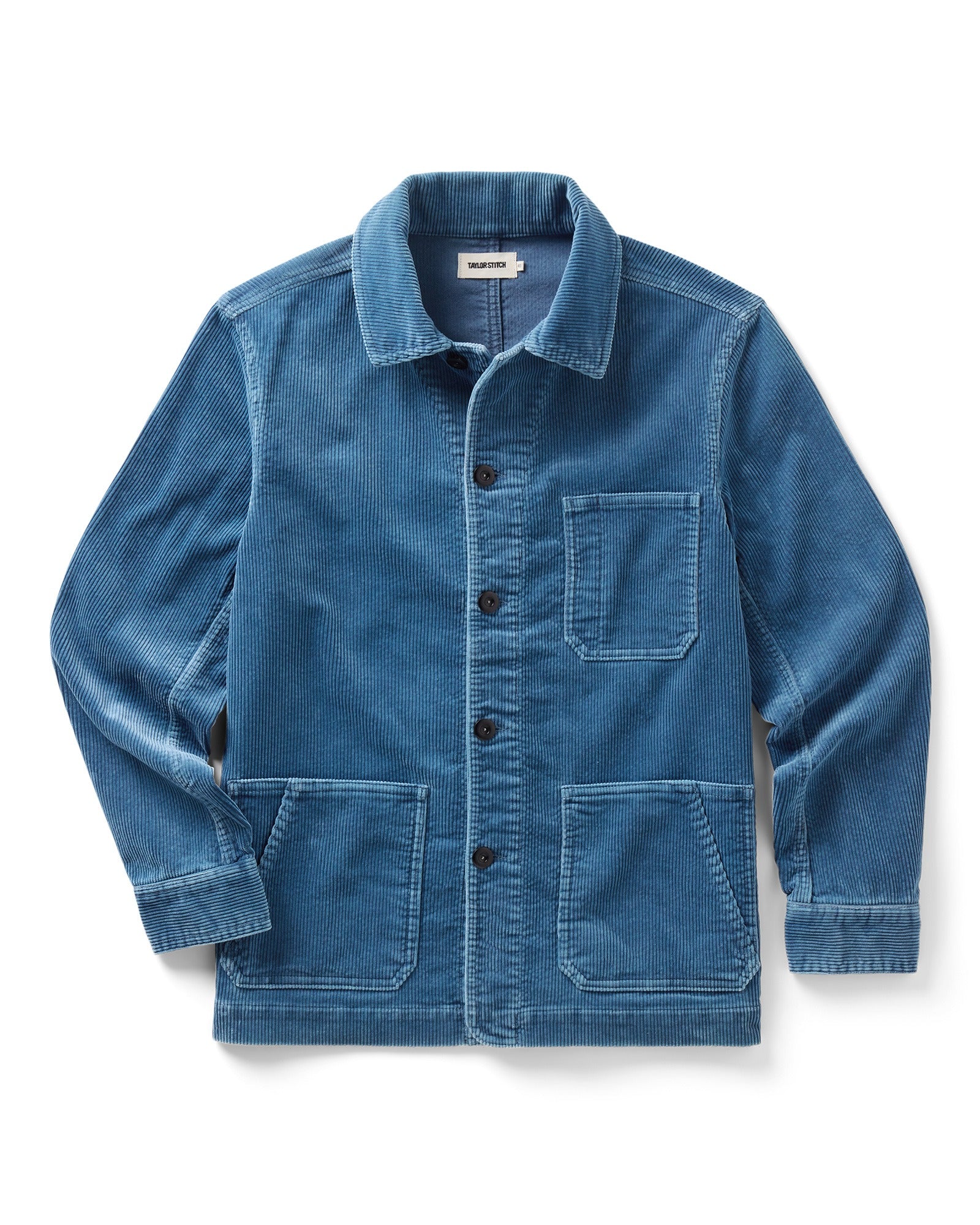 flatlay of The Ojai Jacket in Washed Indigo Corduroy, Outerwear by Taylor Stitch