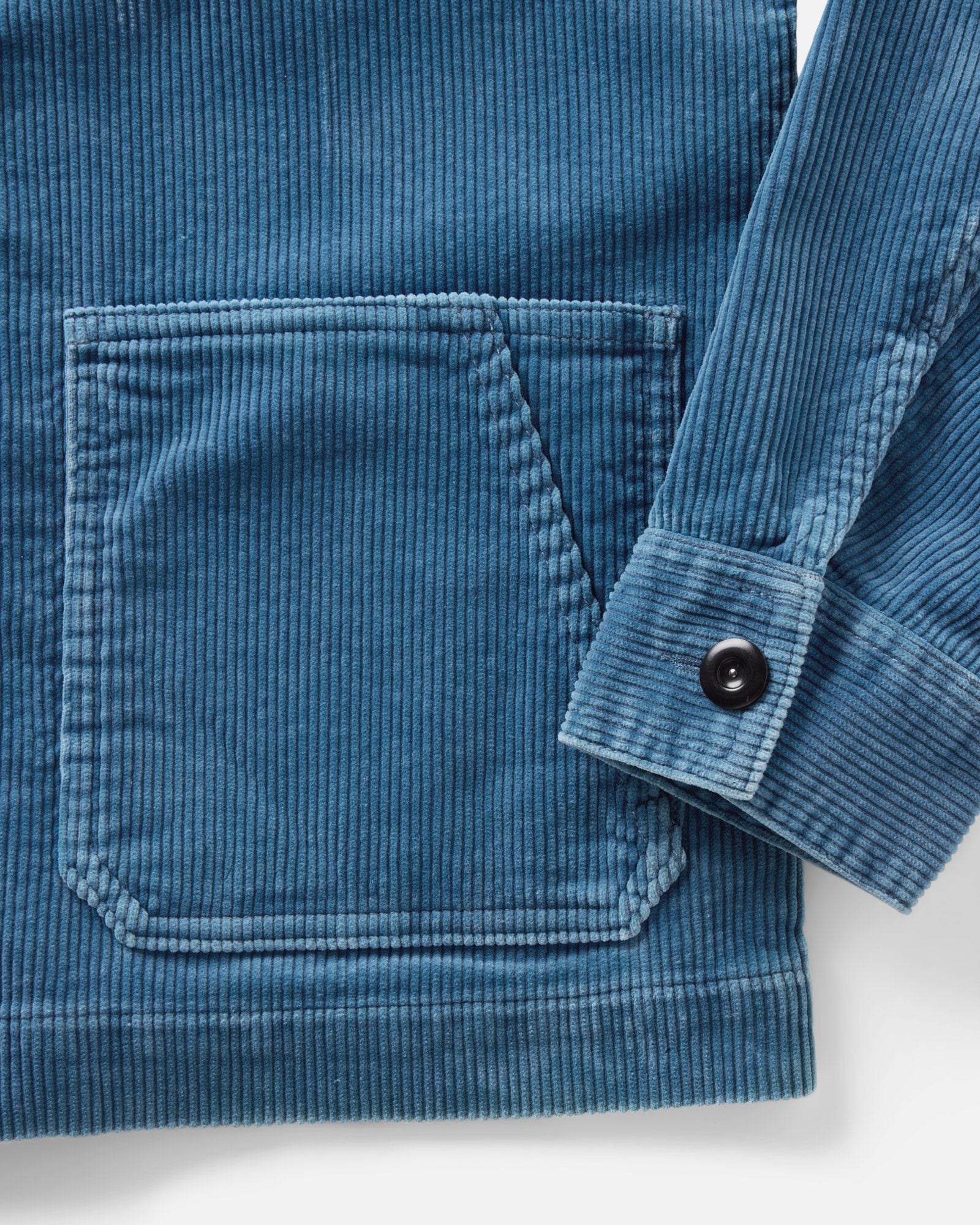 material shot of the sleeve on The Ojai Jacket in Washed Indigo Corduroy, Outerwear by Taylor Stitch