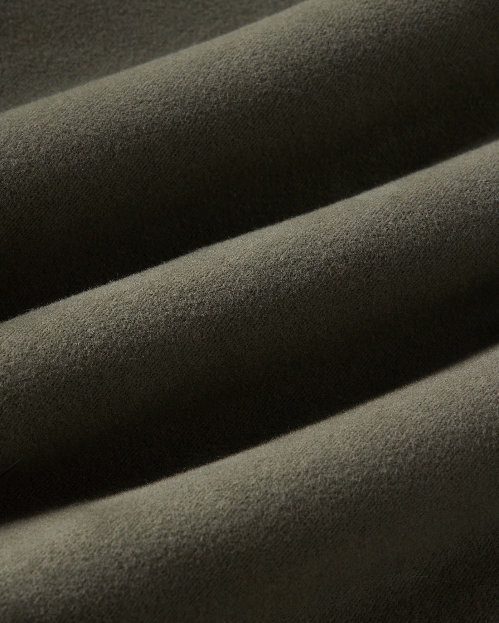 material shot of the fabric on The Clark Bomber in Smoked Olive Moleskin, Outerwear by Taylor Stitch