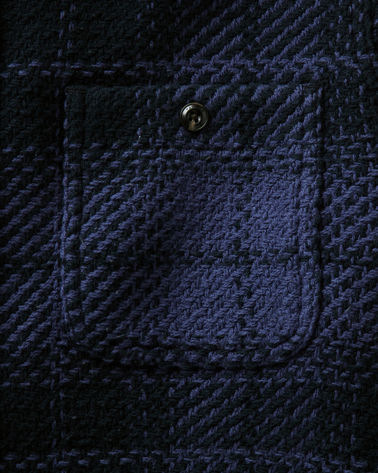 material shot of the pocket on The Cutter Overshirt in Lighthouse Check, Wovens by Taylor Stitch