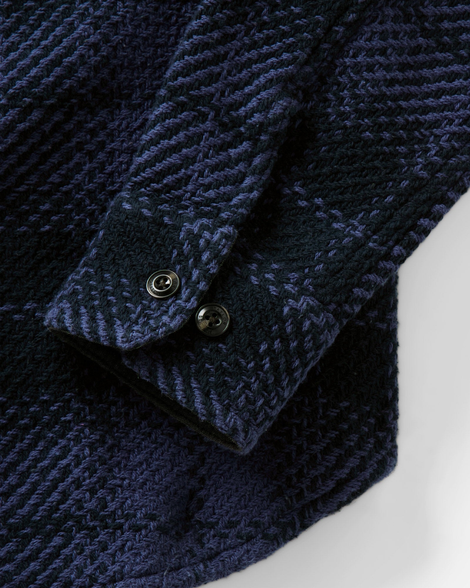 material shot of the sleeve on The Cutter Overshirt in Lighthouse Check, Wovens by Taylor Stitch