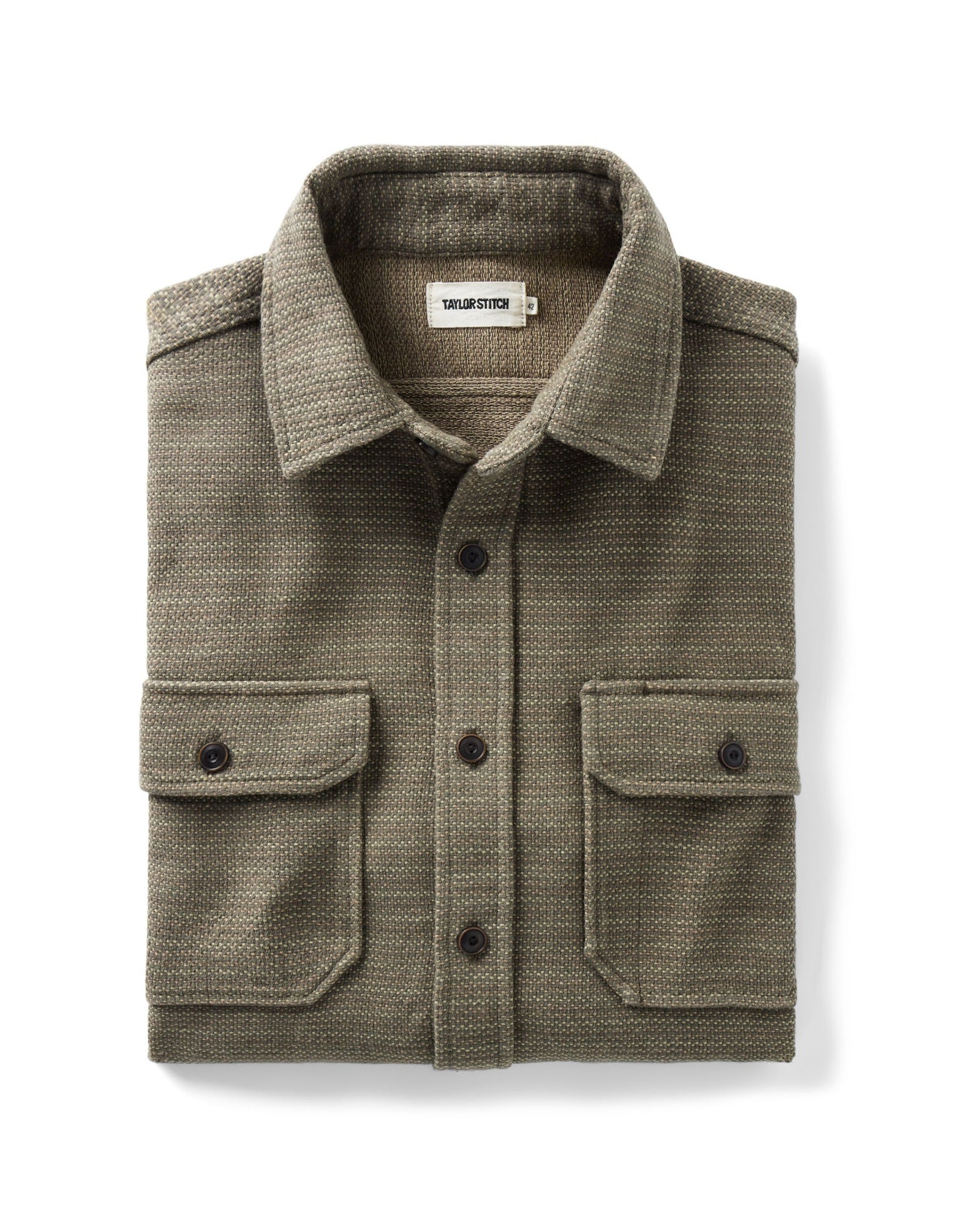 folded flatlay of The Division Shirt in Cypress, Wovens by Taylor Stitch