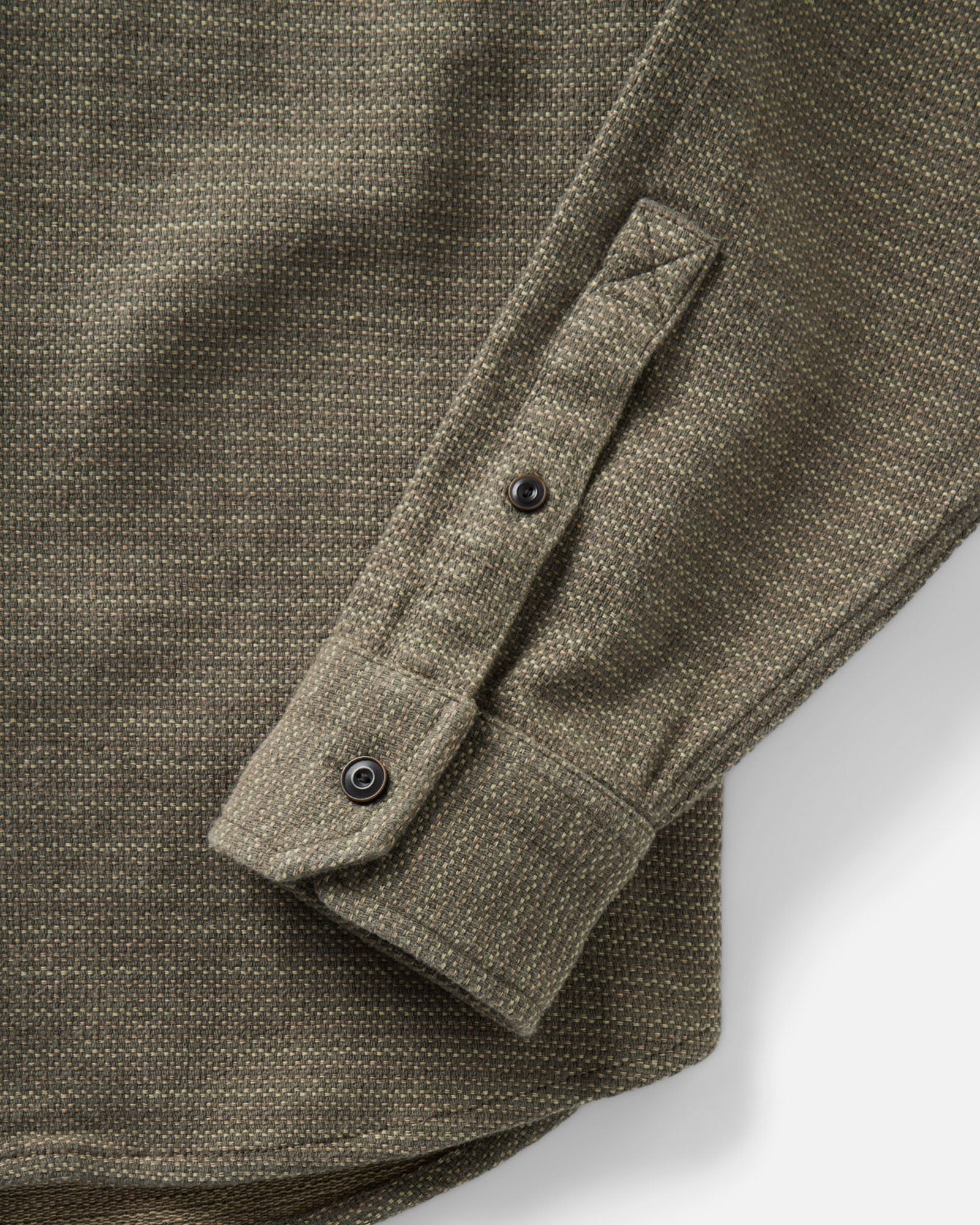 material shot of the sleeve on The Division Shirt in Cypress, Wovens by Taylor Stitch