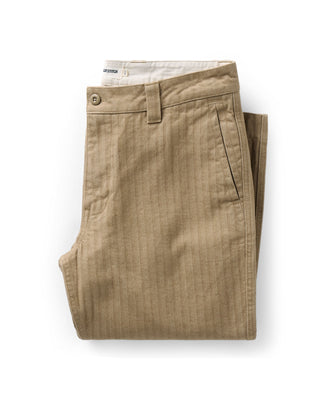 folded flatlay of The Emlen Pant in Khaki Herringbone