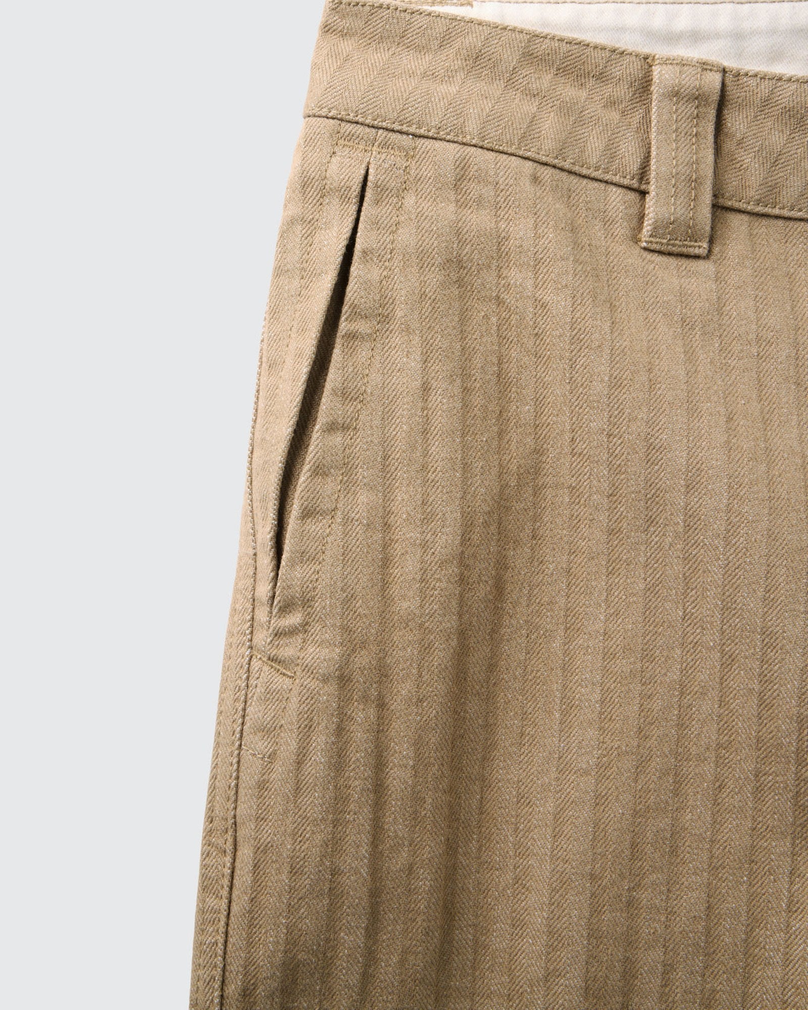 material shot of the pocket on The Emlen Pant in Khaki Herringbone, Bottoms by Taylor Stitch